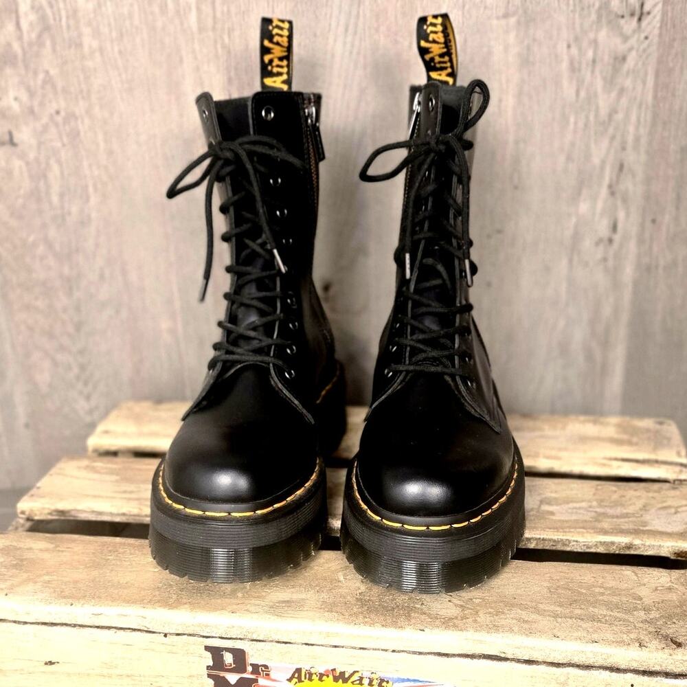 Doc Martens Jadon Hi Boots Black Lace-Up M8 W9 New - Picture 5 of 11